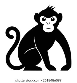 Monkey silhouette icon on white background