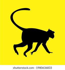 monkey silhouette icon, on a yellow background