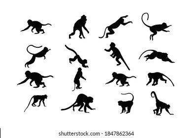 monkey silhouette icon vector set for logo