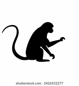 Monkey silhouette icon vector. Walking monkey silhouette for icon, symbol or sign. Monkey icon for chimpanzee, rainforest, safari or zodiac