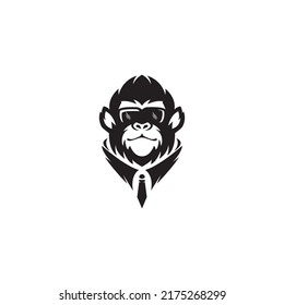 monkey silhouette logo design template