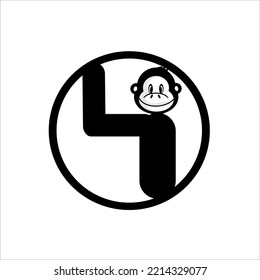 monkey silhouette logo vector design , cute animal logo concept type icon 