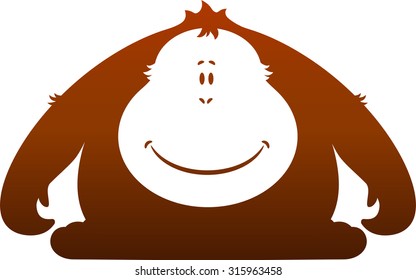 Monkey. Silhouette on a white background