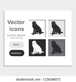 Monkey silhouette placed on web page template flat vector icon.