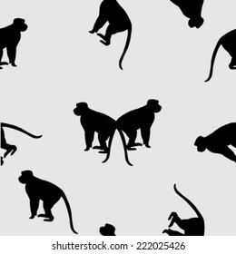Monkey silhouette seamless pattern. vector illustration