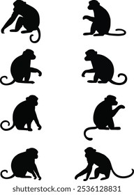 Monkey Silhouette Set in different poses