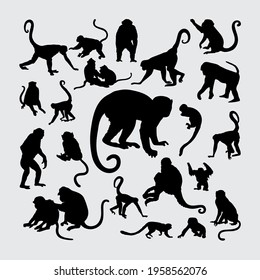 Monkey Silhouette. A set of monkey silhouettes