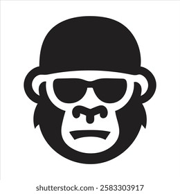 monkey silhouette vector design,A vector monkey face