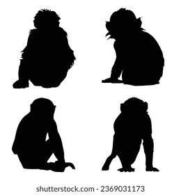 Monkey Silhouette Vector. Monkey Vector Illustration. Monkey Artwork.