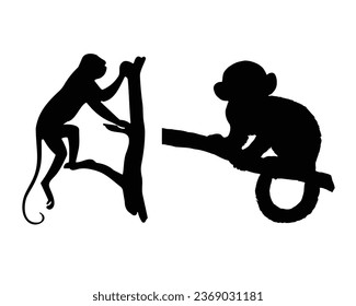 Monkey Silhouette Vector. Monkey Vector Illustration. Monkey Artwork.