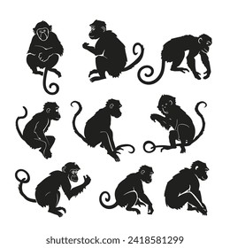 monkey silhouette vector set design