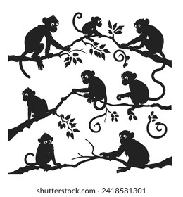 monkey silhouette vector set design