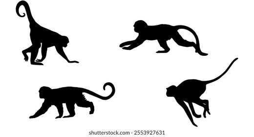 Monkey silhouette vector set design