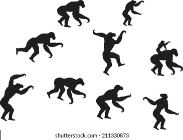 Monkey silhouettes in various poses