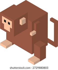 Un mono ilustración simple dibujado en una vista isométrica.
Con un diseño de estilo de bloque tridimensional con colores tranquilos, es adecuado para diversos usos, como Diseño web, materiales de presentación e ilustraciones explicativas.