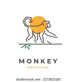 Monkey simple line art illustration logo