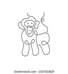 Monkey Simple Line Logo Design Template Illustration Isolated