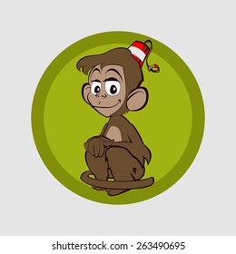 Monkey sits and waits for a friend for life