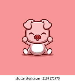 Monkey Sitting Excited Cute Creative Kawaii Cartoon Mascot Logo