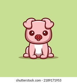Logotipo de la mascota de caricatura creativa Kawaii Sitting Happy Cute