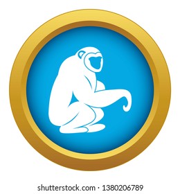 Monkey sitting icon blue vector isolated on white background for any design