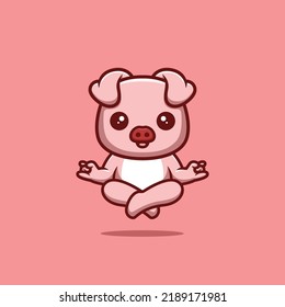 Monkey Sitting Meditation Cute Creative Kawaii Cartoon Mascot Logo