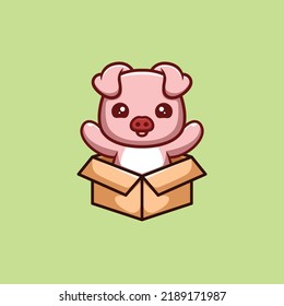 Monkey Sitting Out From Box Cute Creative Kawaii Cartoon Mascot Logo