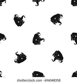 Monkey sitting pattern repeat seamless in black color for any design. Vector geometric illustration