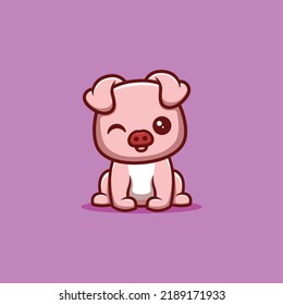 Monkey Sitting Winking Cute Creative Kawaii Cartoon Mascot Logo