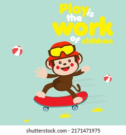 monkey skaters in town, best for sticker, mascot