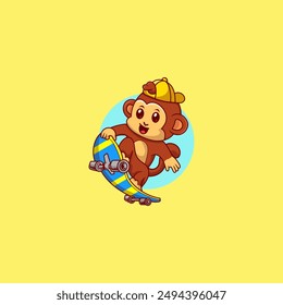 Monkey Skating using modern style vector view