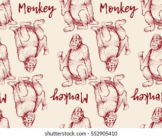 monkey sketch engraving