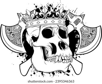 monkey skull in black and white outline