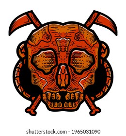 monkey skull head graphic design. white background