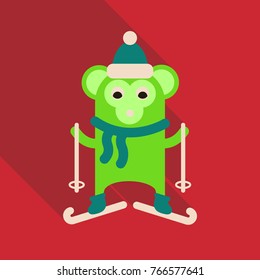 monkey skying christmas card