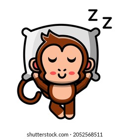 monkey is sleeping icon illustration vector graphic 
