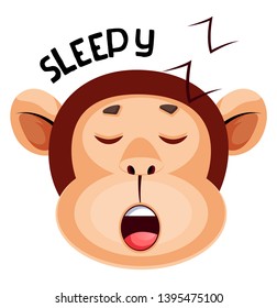 Monkey is sleeping, illustration, vector on white background.