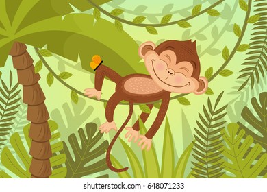 monkey sleeps on vine