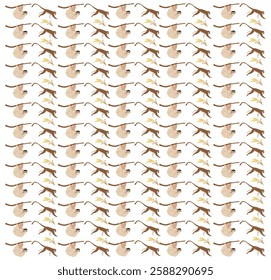 monkey, sloth as a pattern background