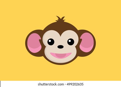 monkey smile close up face with yellow background