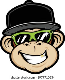 Monkey smile with hat vector design