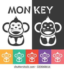 Monkey smile Icon Symbol, Vector illustration. Can use of banner, brochure, flyer, greeting card.
