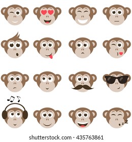 monkey smiley faces set