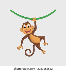 monkey smiling animal cartoon funny wildlife vector illustration