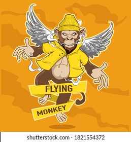 monkey smoker cartoon in vector
