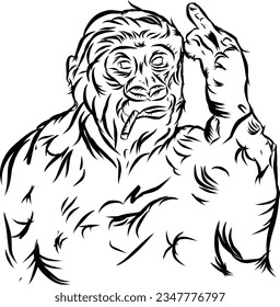a monkey smoking casually in the middle of a forest conflict