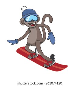 monkey snowboarding