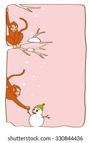 The monkey and snowman. 