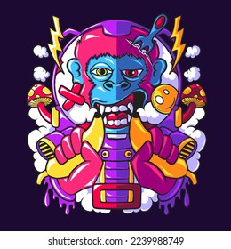 monkey space cartoon vector illustration