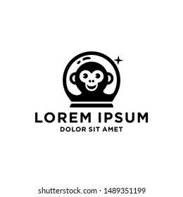 Monkey space logo design. Creative space monkey logo design. Animal astronaut icon, Monkey astronaut, Gorilla in spacesuit ape primate chimpanzee